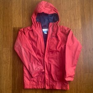 Columbia red raincoat with hood